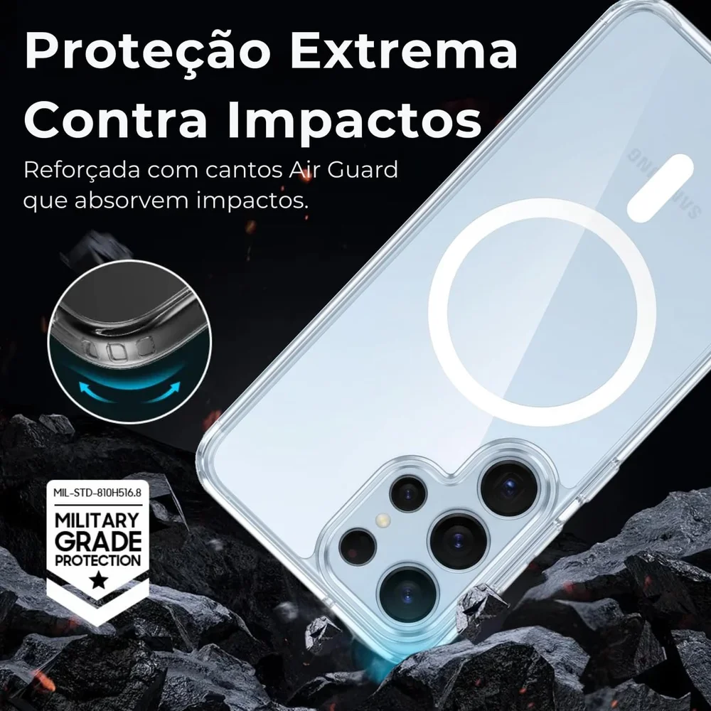 Imagem 2 de 5 do produto Capa Magsafe Galaxy S26+ Plus Magnetica Clear Case Luxo Prem