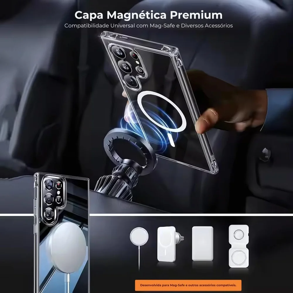 Imagem 5 de 5 do produto Capa Magsafe Galaxy S26+ Plus Magnetica Clear Case Luxo Prem