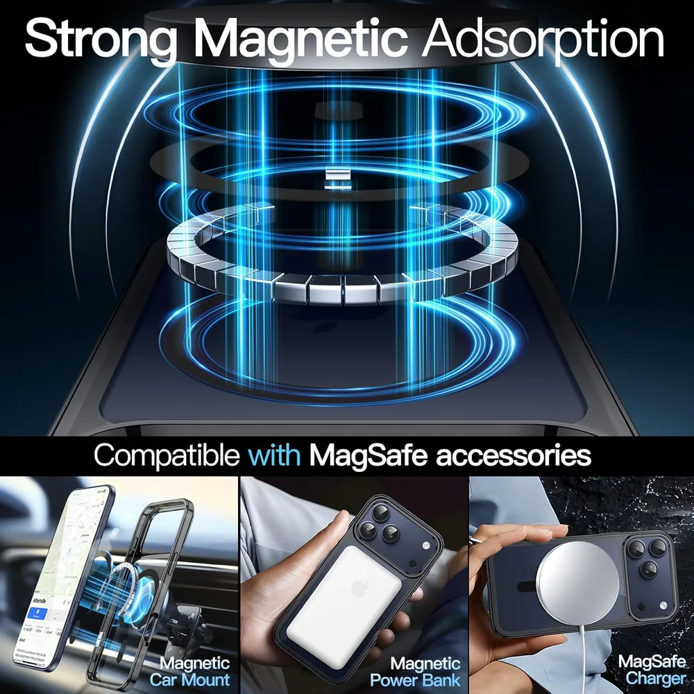 Imagem 4 de 5 do produto Capa Magnética Iphone 17 Pro Max 6,9 Magsafe Prova De Choque