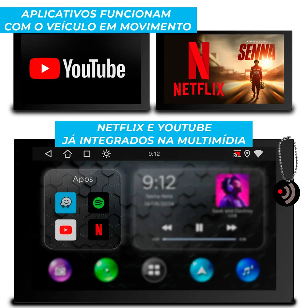 Imagem 4 de 5 do produto Central Multimídia Universal 7 Polegadas CarPlay e Android Auto Espelhamento -Faaftech