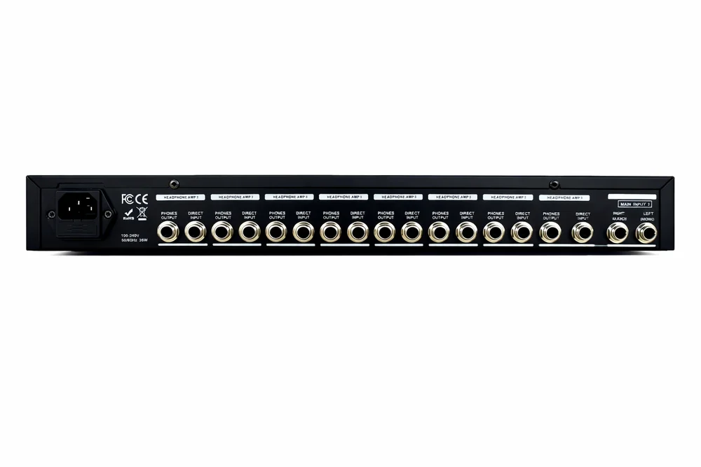 Imagem 3 de 5 do produto Amplificador De Fone 8 Canais Profissional Hi-fi Para Estúdio Podcast Igreja Com Controle Individual