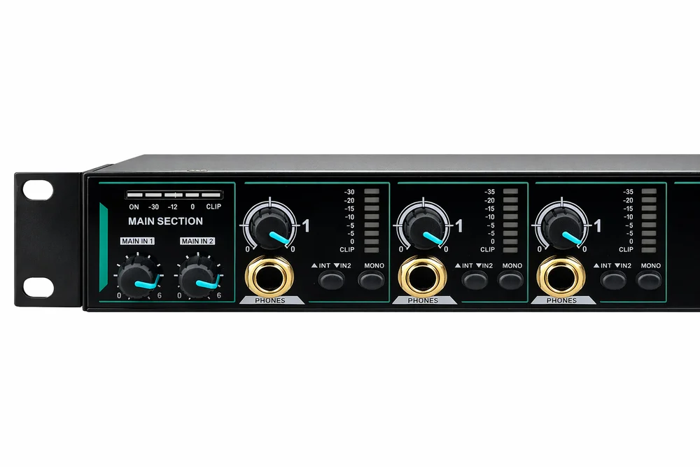 Imagem 4 de 5 do produto Amplificador De Fone 8 Canais Profissional Hi-fi Para Estúdio Podcast Igreja Com Controle Individual