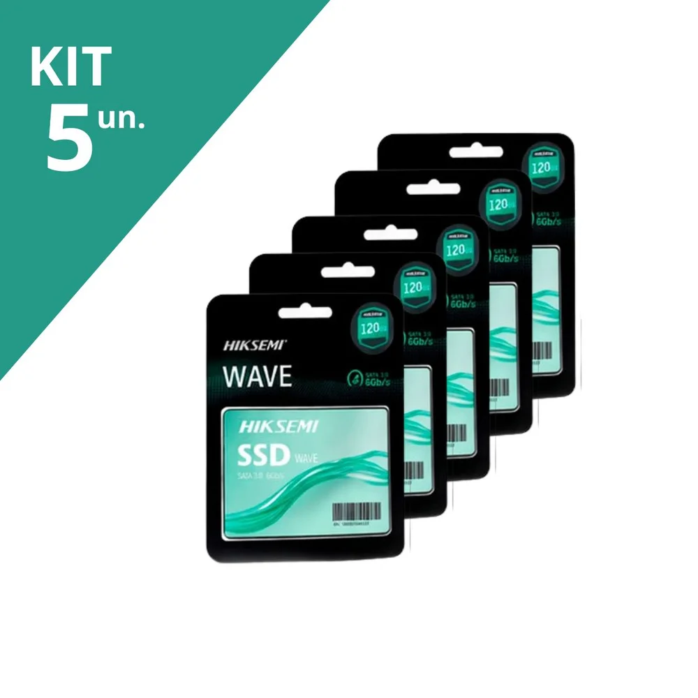 Imagem 3 de 3 do produto Kit 5 SSD 120GB Hiksemi Wave Sata 3 2,5 7mm Hs-ssd-wave(s) 120g