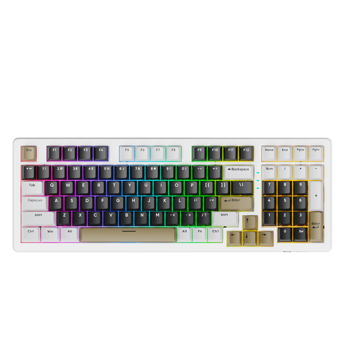 Teclado Sem Fio Gamer Mecanico Bluetooth Tri Mode Fire Phoenix Bk-f99 Pro Cheese White Switch Pink Gold
