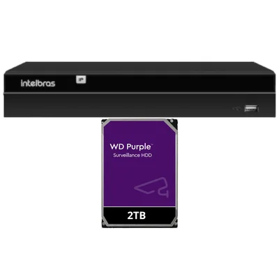 Gravador De Vídeo Intelbras Nvd 1416 16 Canais Ip 4k Hd 2TB Purple