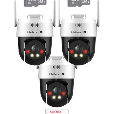 Kit 3 Câmeras Ip Wi-fi Intelbras Vipw 1300 Mini Sd Speed Dome 128GB