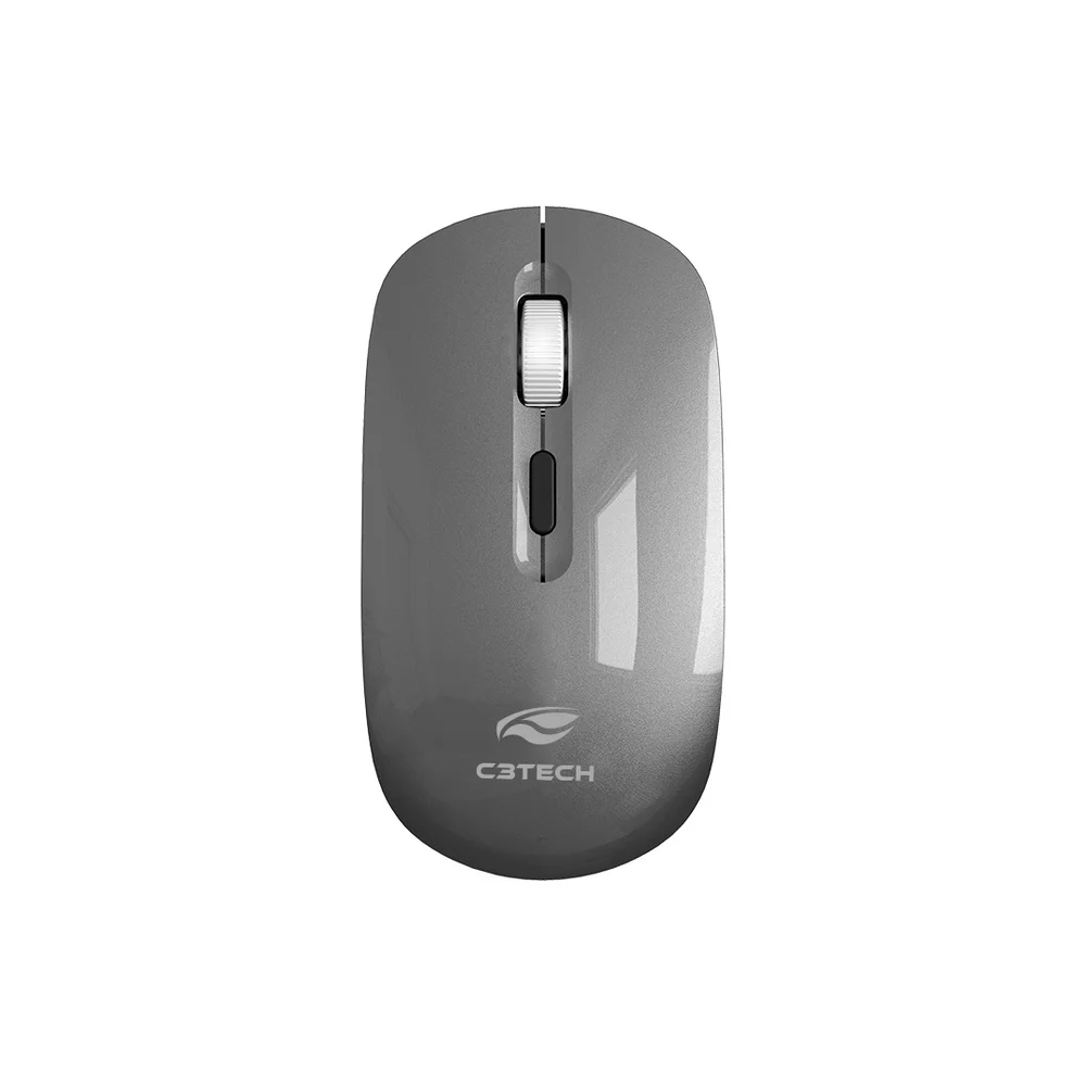 Imagem 3 de 3 do produto Mouse Sem Fio, C3tech, Recarregável, Tri-mode Wireless 2.4ghz E Bluetooth, Cinza - M-bt80gy