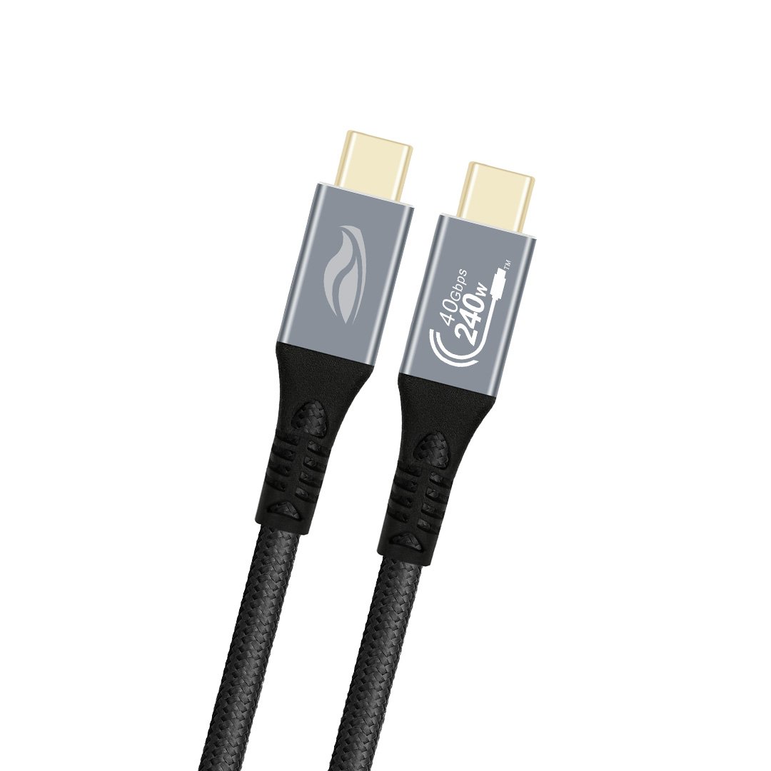 Cabo Usb-c Para Usb-c 4.0 ( Tipo-c ) C3tech De 1m, Até 240w, 40gbs E 8k 60hz, Em Nylon - Cb-p1000gy