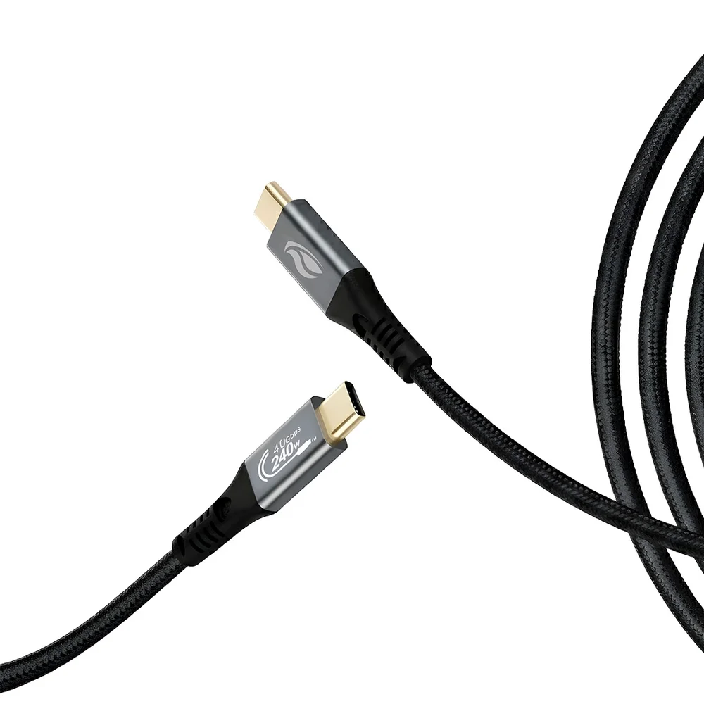 Imagem 3 de 4 do produto Cabo Usb-c Para Usb-c 4.0 ( Tipo-c ) C3tech De 1m, Até 240w, 40gbs E 8k 60hz, Em Nylon - Cb-p1000gy