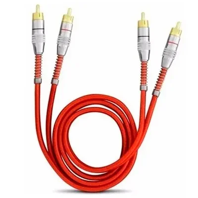 Cabo Rca 1m 5mm Vermelho Transparente Svart Plug Metal Dupla Blindagem Som Automotivo Alta Fidelidade Durável