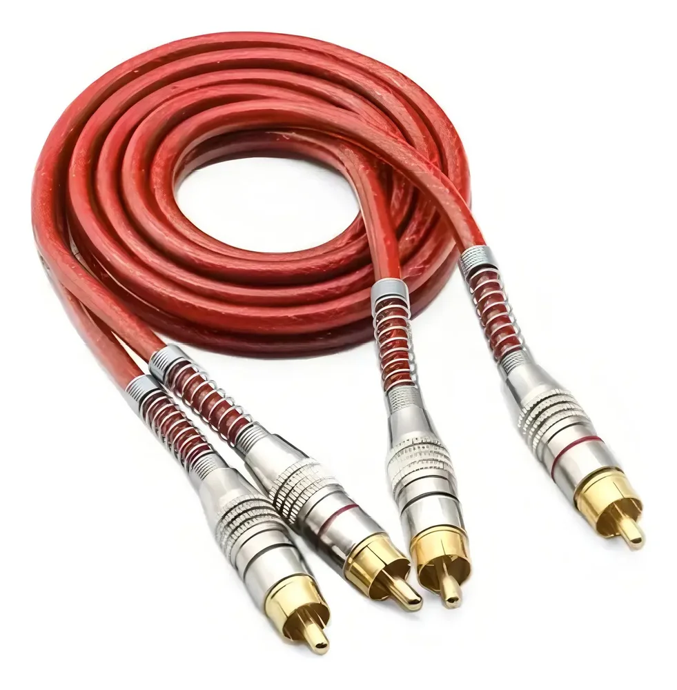 Imagem 2 de 4 do produto Cabo Rca 1m 5mm Vermelho Transparente Svart Plug Metal Dupla Blindagem Som Automotivo Alta Fidelidade Durável