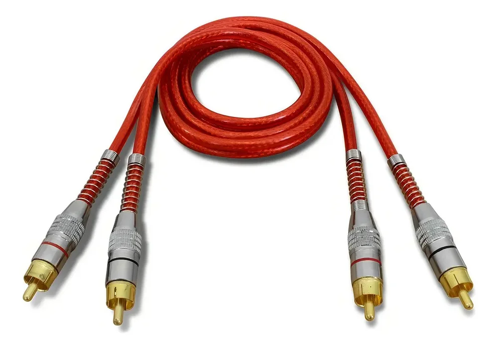 Imagem 3 de 4 do produto Cabo Rca 1m 5mm Vermelho Transparente Svart Plug Metal Dupla Blindagem Som Automotivo Alta Fidelidade Durável