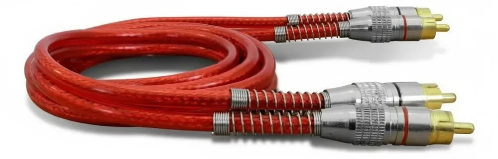 Imagem 4 de 4 do produto Cabo Rca 1m 5mm Vermelho Transparente Svart Plug Metal Dupla Blindagem Som Automotivo Alta Fidelidade Durável