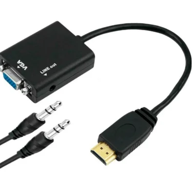 Adaptador Conversor HDMI Para Vga Fêmea Com Entrada P2 Minimen Mm-471