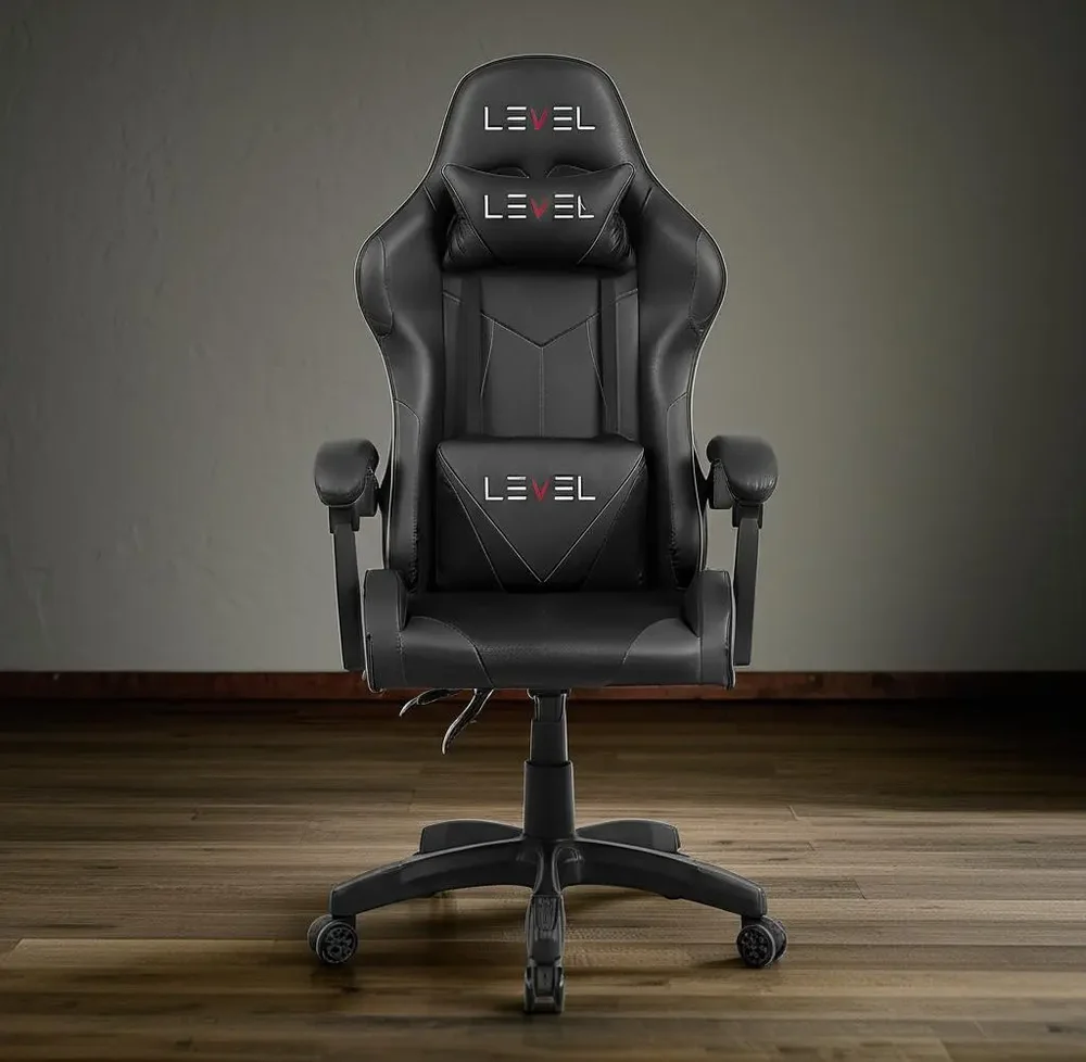 Imagem 2 de 3 do produto Cadeira Gamer Level Lv-c01dn Reclinável Ergonômica Giratória Em Pu – Preto
