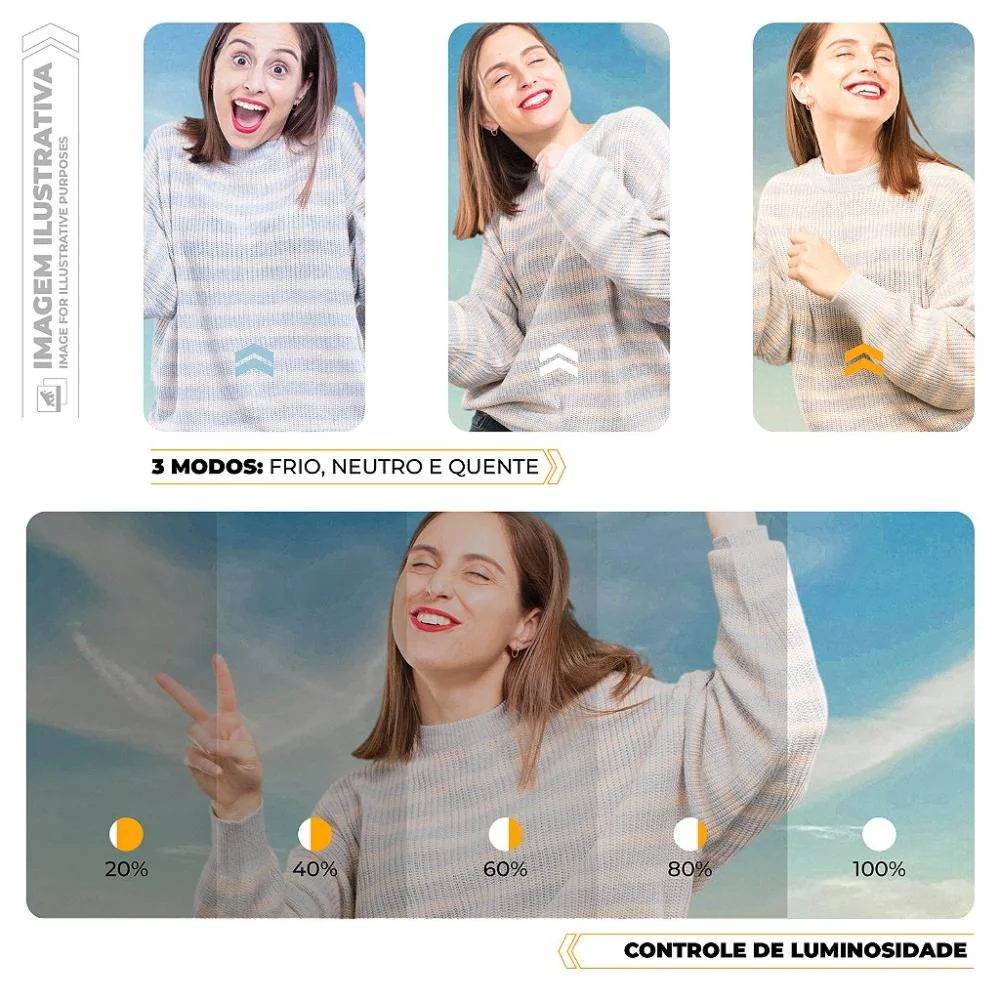 Imagem 4 de 5 do produto Ring Light Portátil Com Magsafe - LED Para Selfie, Vídeos E Chamadas, 3 Modos De Luz, Recarregável Usb-c - Hybrid - Gshield