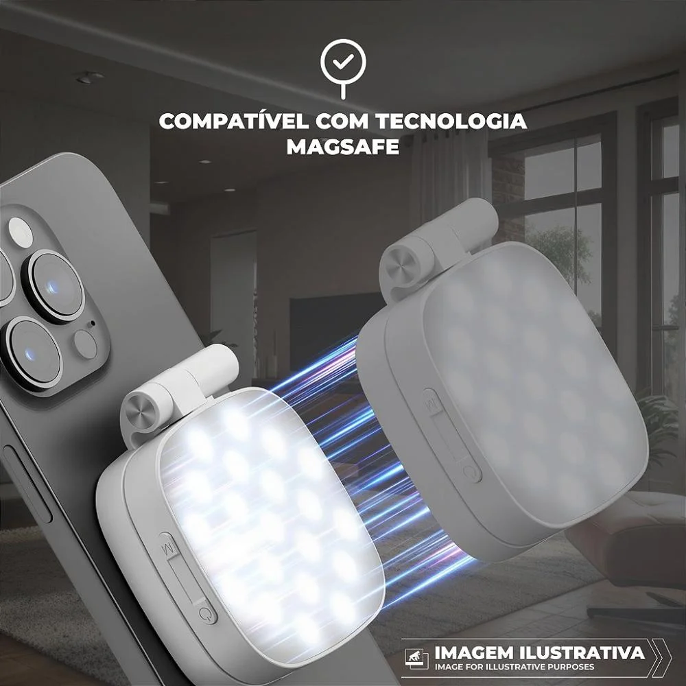 Imagem 5 de 5 do produto Ring Light Portátil Com Magsafe - LED Para Selfie, Vídeos E Chamadas, 3 Modos De Luz, Recarregável Usb-c - Hybrid - Gshield