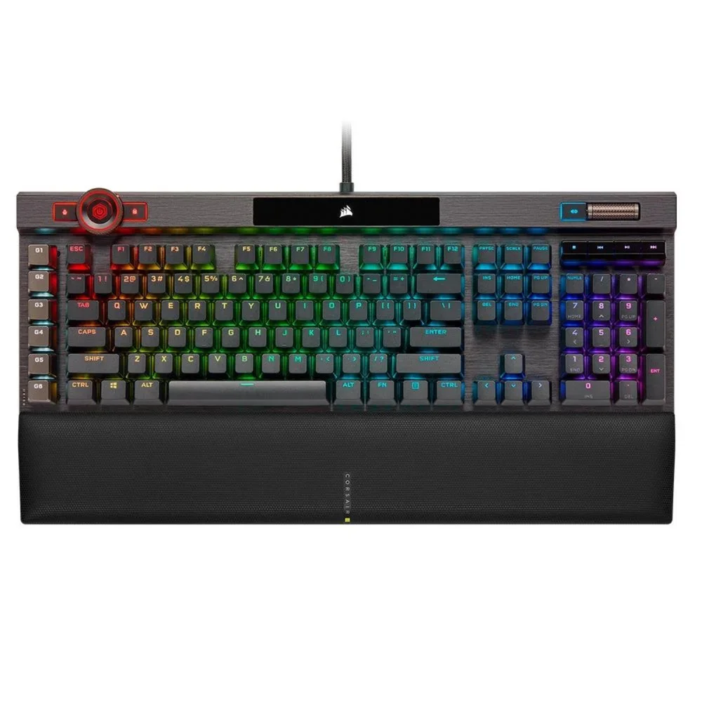 Teclado Gamer Mecânico Com Fio RGB Us Switch Cherry Mx Speed Corsair K100 Ch-912a014-na Preto Teclado Gamer Mecânico Com Fio RGB Us Switch Cherry Mx Speed Corsair K100 Ch-912a014-na Preto