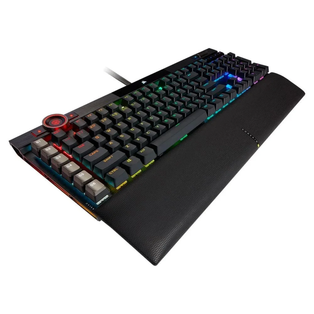 Teclado Gamer Mecânico Com Fio RGB Us Switch Cherry Mx Speed Corsair K100 Ch-912a014-na Preto Teclado Gamer Mecânico Com Fio RGB Us Switch Cherry Mx Speed Corsair K100 Ch-912a014-na Preto