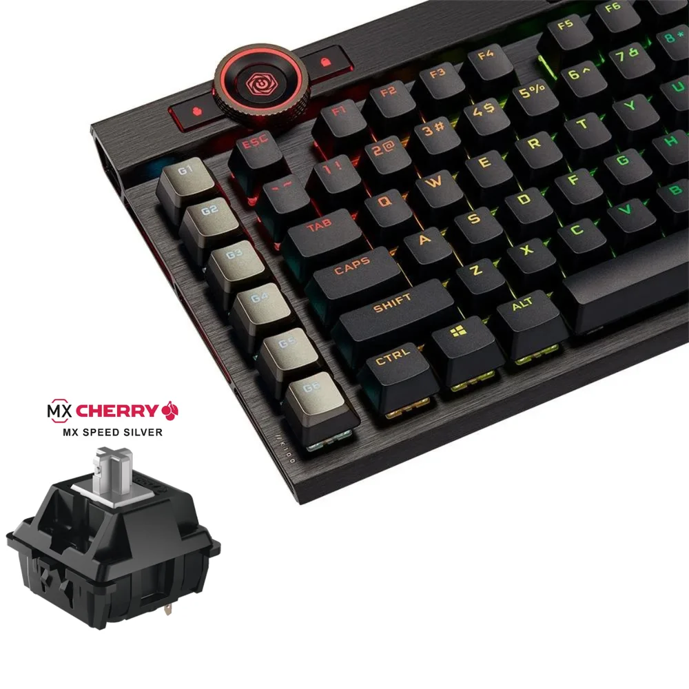 Teclado Gamer Mecânico Com Fio RGB Us Switch Cherry Mx Speed Corsair K100 Ch-912a014-na Preto Teclado Gamer Mecânico Com Fio RGB Us Switch Cherry Mx Speed Corsair K100 Ch-912a014-na Preto