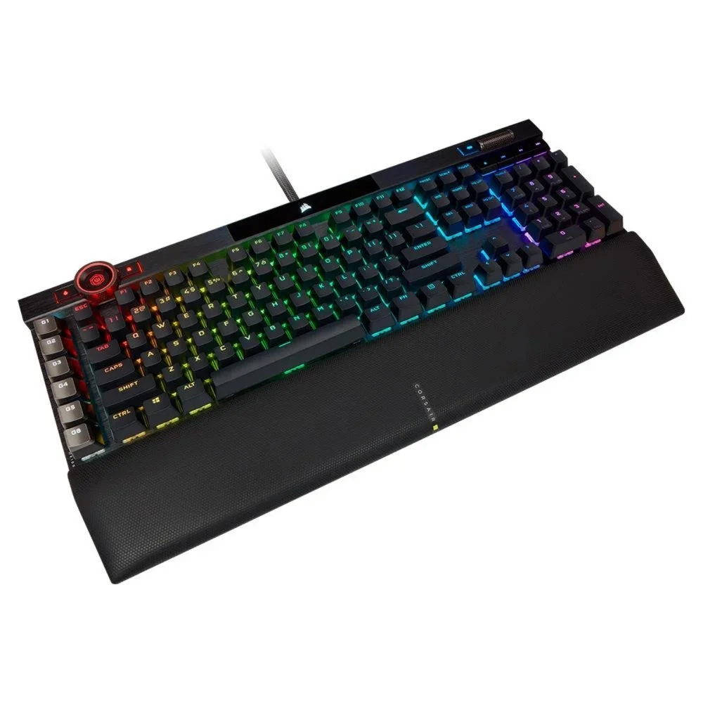Teclado Gamer Mecânico Com Fio RGB Us Switch Cherry Mx Speed Corsair K100 Ch-912a014-na Preto Teclado Gamer Mecânico Com Fio RGB Us Switch Cherry Mx Speed Corsair K100 Ch-912a014-na Preto