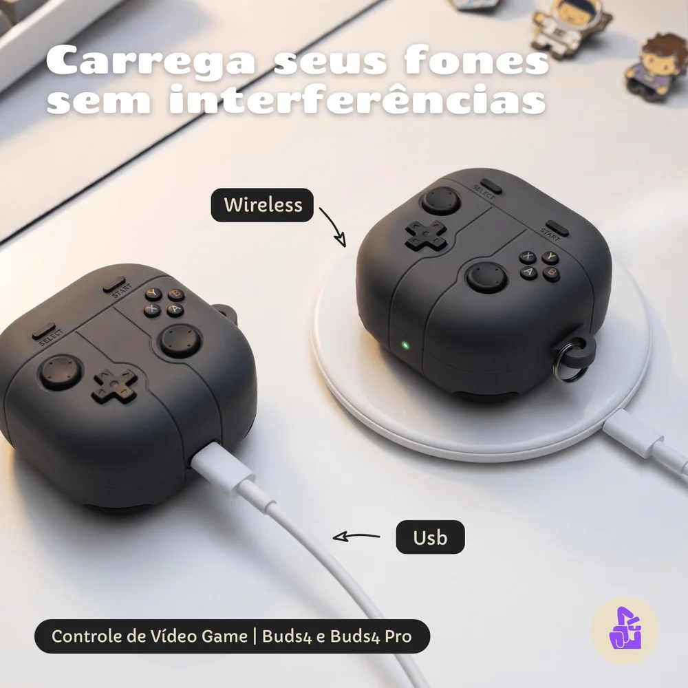 Imagem 2 de 5 do produto Capa Protetora Nerdcase Compatível Com Samsung Galaxy Buds 4, Controle Videogame