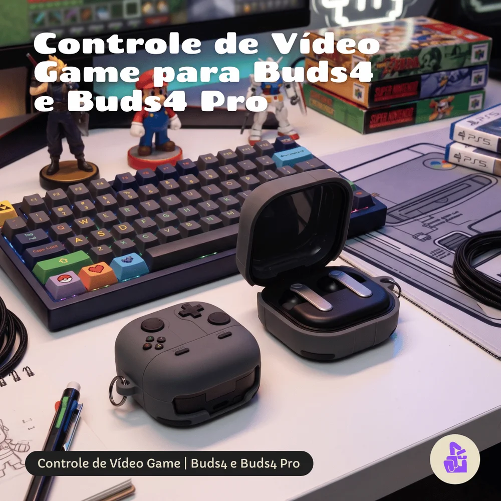 Imagem 5 de 5 do produto Capa Protetora Nerdcase Compatível Com Samsung Galaxy Buds 4, Controle Videogame