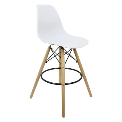 Banqueta Charles Eames Eiffel Wood Design Base Fixa Madeira - Branca