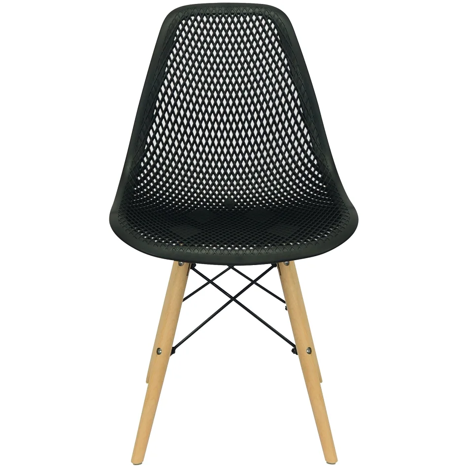 Imagem 2 de 4 do produto Cadeira Colmeia Furadinha Heloisa Eloá Charles Eames Eiffel Base Madeira - Preta