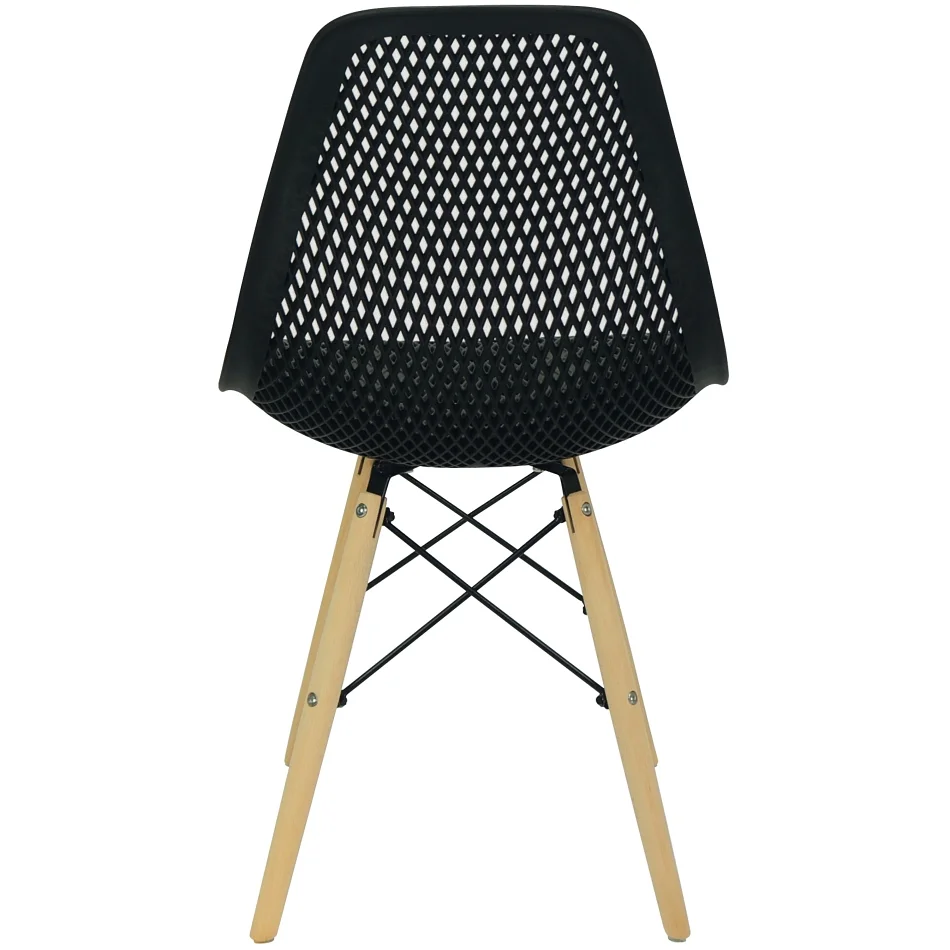 Imagem 3 de 4 do produto Cadeira Colmeia Furadinha Heloisa Eloá Charles Eames Eiffel Base Madeira - Preta