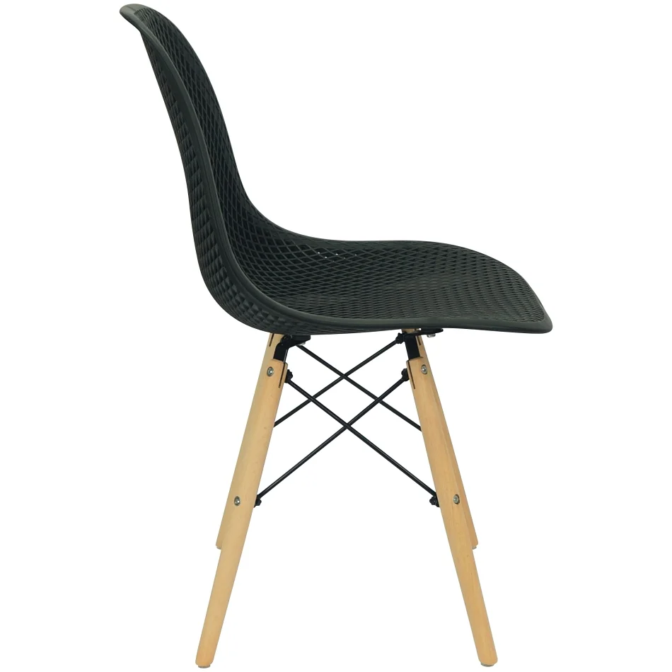 Imagem 4 de 4 do produto Cadeira Colmeia Furadinha Heloisa Eloá Charles Eames Eiffel Base Madeira - Preta