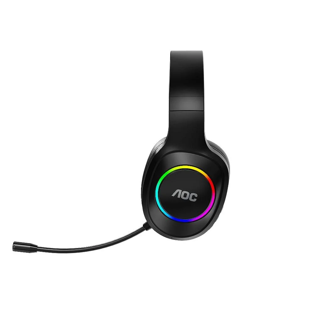 Imagem 5 de 5 do produto Headset Gamer Sem Fio 2.4g + Bluetooth - RGB, Microfone, Baixa Latência – Preto - Aoc