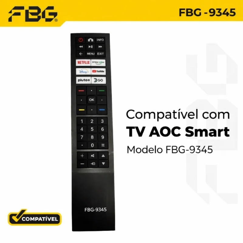 Imagem 5 de 5 do produto Controle Remoto Compatível Com Tv Aoc Smart Fbg-9345 | Alta Qualidade