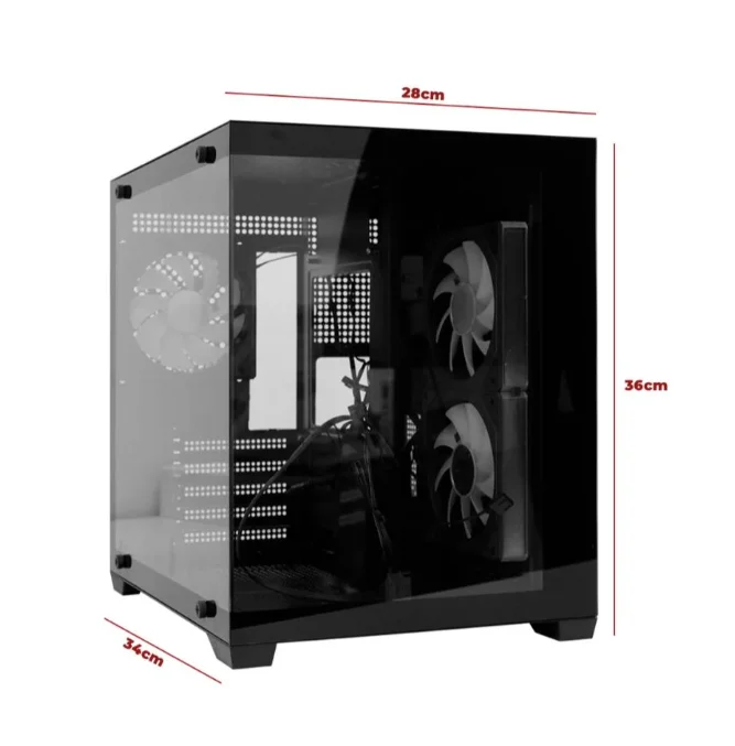 Imagem 4 de 4 do produto Gabinete Gamer RGB com Fans | Lateral em Video | M-ATX/Mini-ITX | Suporte GPU 330mm
