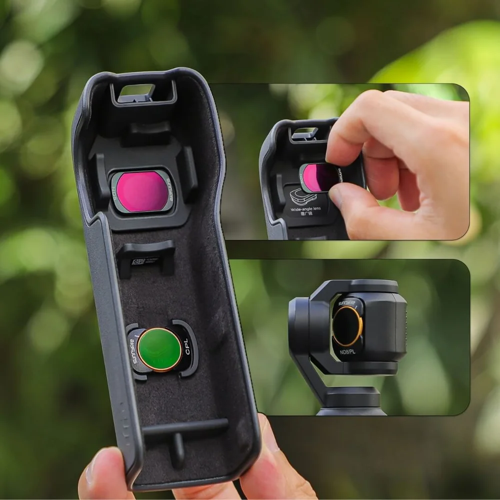 Imagem 4 de 5 do produto Kit De Filtros Cpl/nd8/nd16 Para Câmera Dji Osmo Pocket 3 - Sunnylife