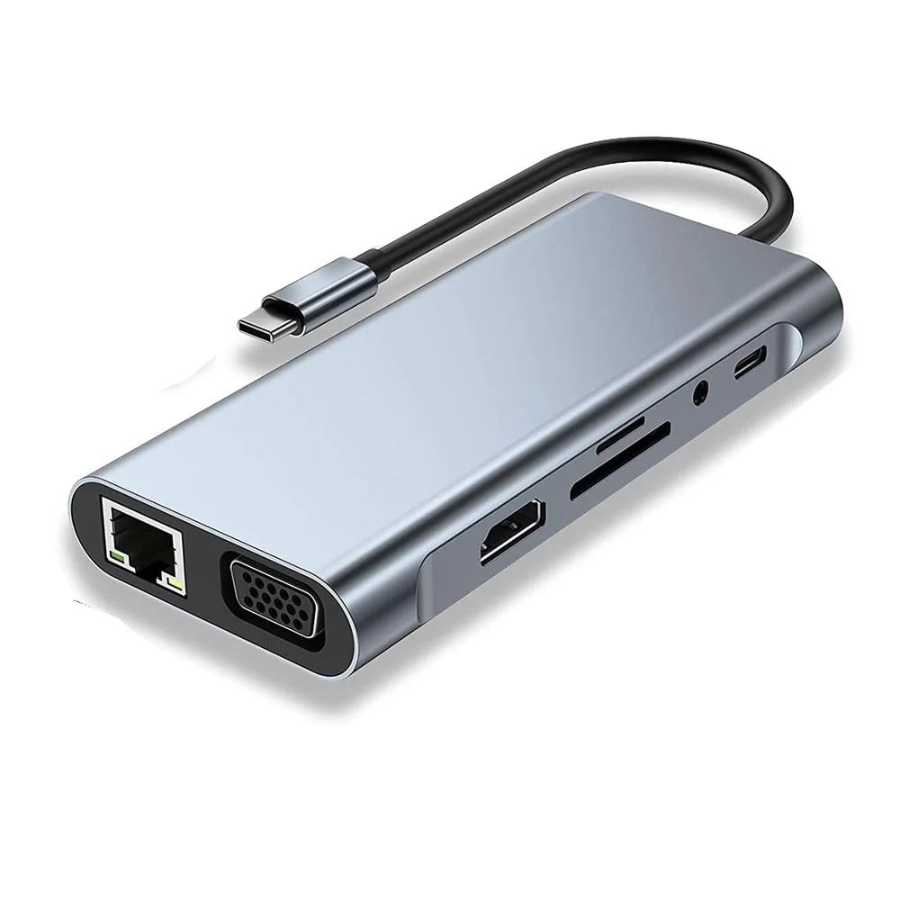 Imagem 1 de 5 do produto Adaptador 11 Em 1 Tipo C Usb 3.0 HDMI Rj45 1000mbps Micro Sd Gigabit