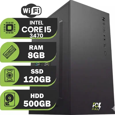 PC Lord Games, Intel Core i5 3470, 8GB RAM DDR3, SSD 120GB + HD 500GB, Fonte 200w, Windows 11