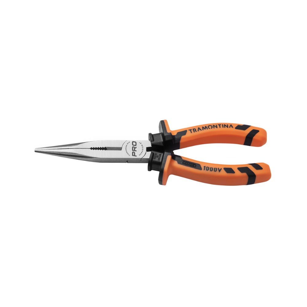 Alicate Meia Cana Bico Longo Reto Isolado 1.000 V 8" Tramontina Pro