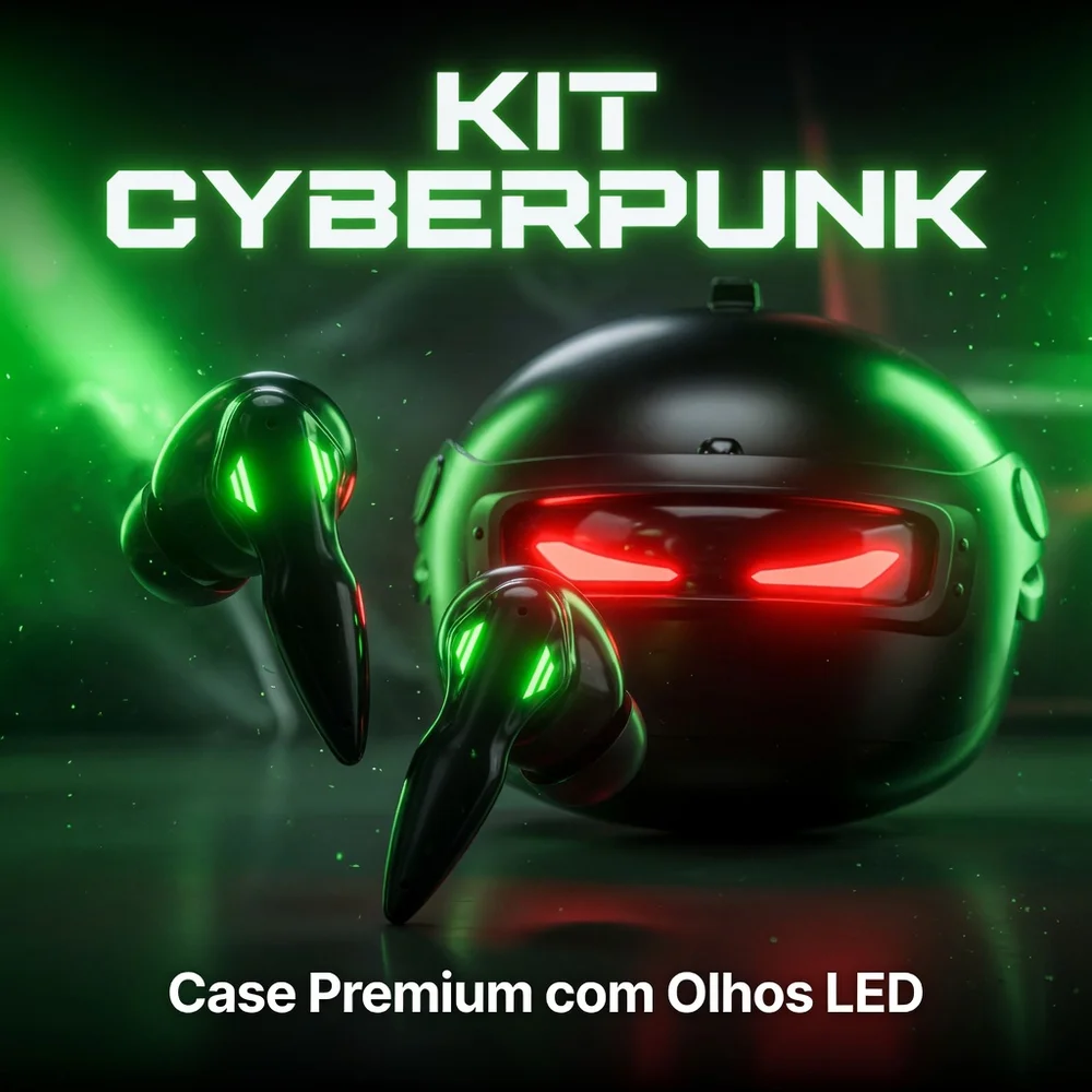 Imagem 2 de 5 do produto Fones Sem Fio LED Neon Gamer Case Estojo Futurista