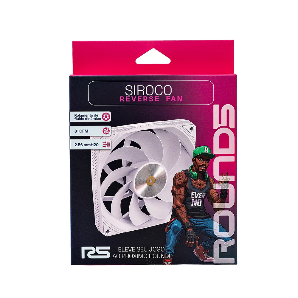 Fan Round5 Siroco Reverse 120mm Sem LED Pwm Branco 6