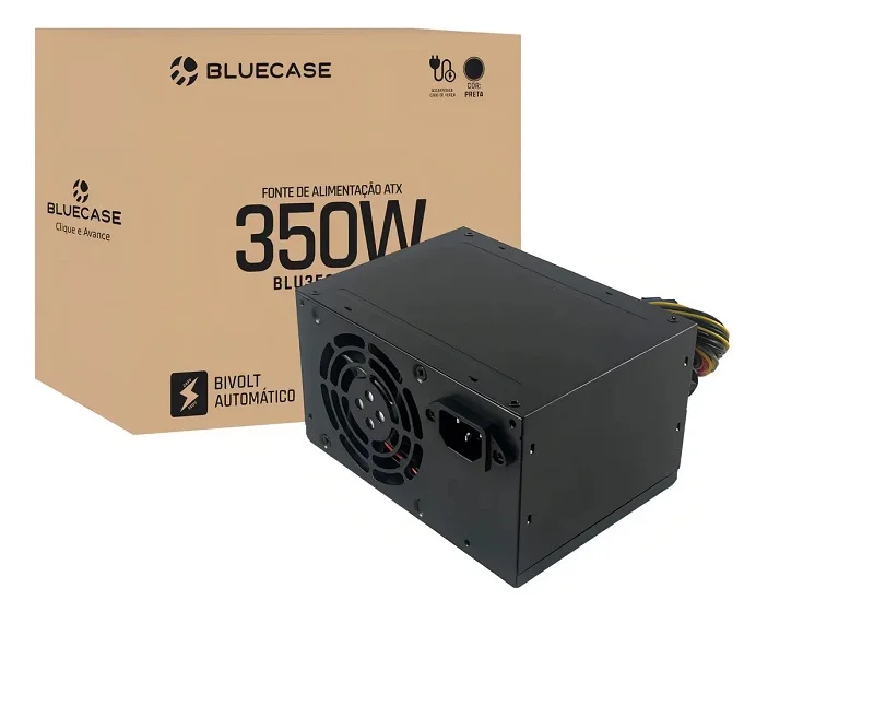 Fonte Atx 350w Bluecase Blu350-atps Bivolt Auto C/ Cabo