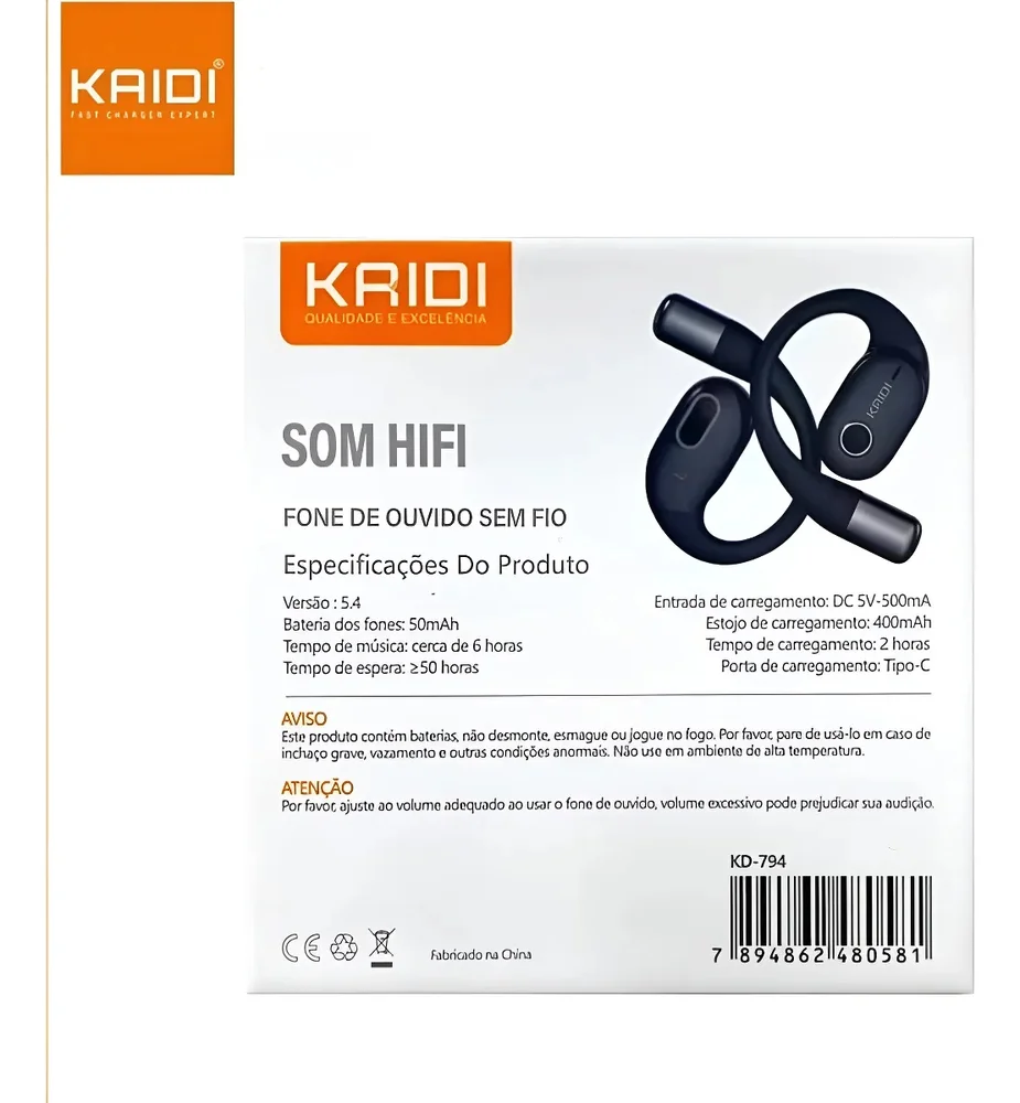Fone de ouvido Kaidi KD 794 Branco Bluetooth - view 3