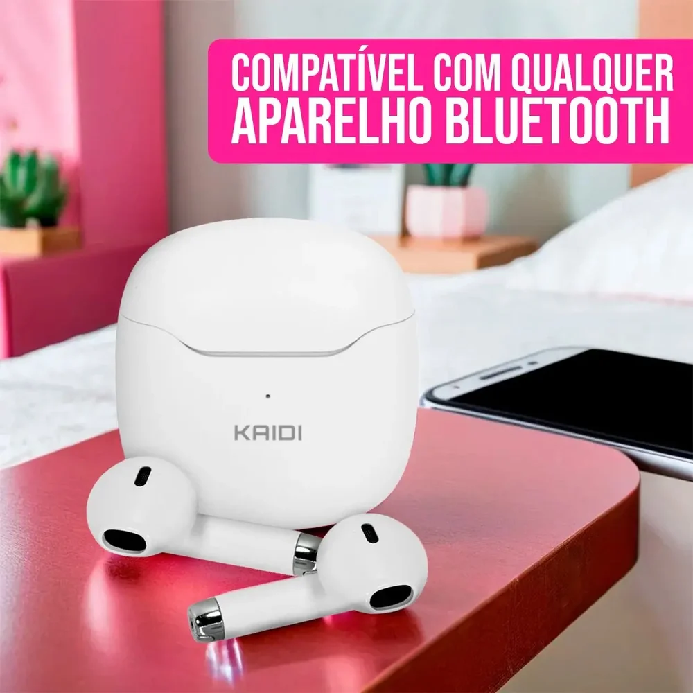 Imagem 2 de 4 do produto Fone De Ouvido Kaidi  771 Bluetooth 5.1 Kd-771 Tws Touch 775 5603 5602 Cor:branco