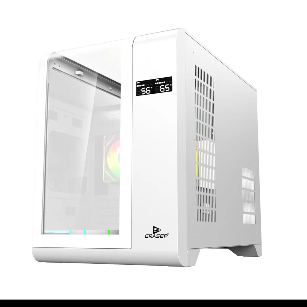 Imagem 4 de 4 do produto Gabinete Gamer Mini Tower Vidro Temperado Curvado White M-atx/itx Sem Fonte Com 3 Fans RGB Mini D-matx04