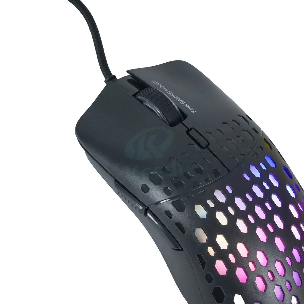 Imagem 2 de 5 do produto Mouse Colmeia Óptico Gamer Com Fio RGB Keedi 1600/3200/6400dpi