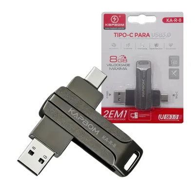 Pendrive 8GB Flash Tipo-c Usb 3.0 Alta Velocidade Kapbom