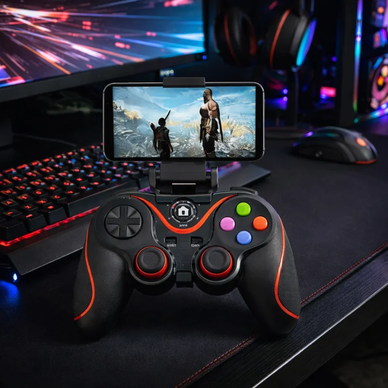 Imagem 2 de 5 do produto Controle Joystick Bluetooth Compatível Sem Fio V8 Wireless Para Android E Ios | Gamepad Gamer Com Suporte Para Celular