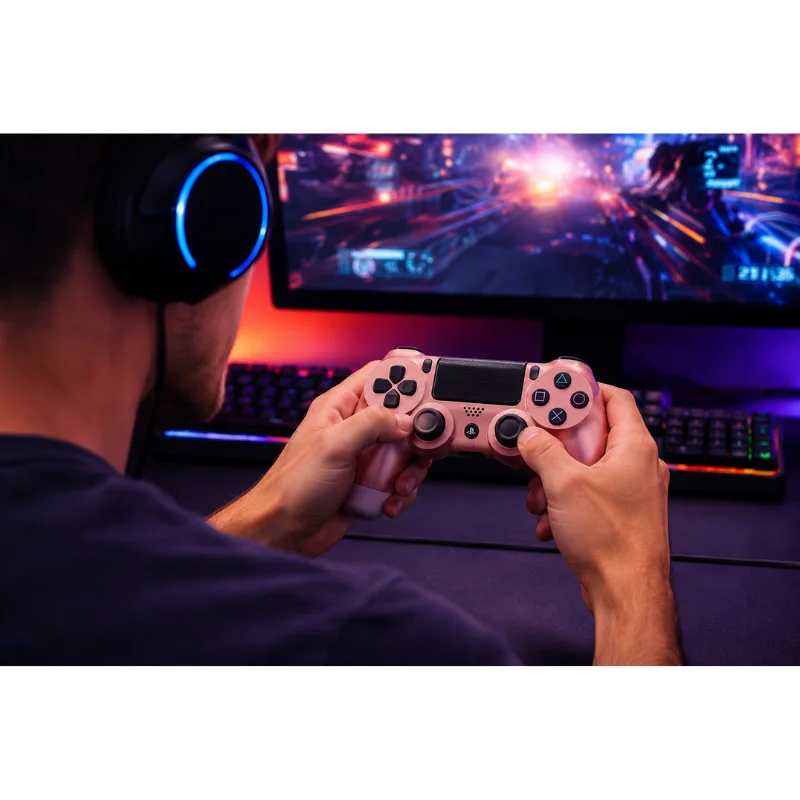 Controle Sem Fio Compatível Com Play4 Ps4 Playstation 4 / Slim / Pro / PC E Smart Tvs Samsung Cor Rose