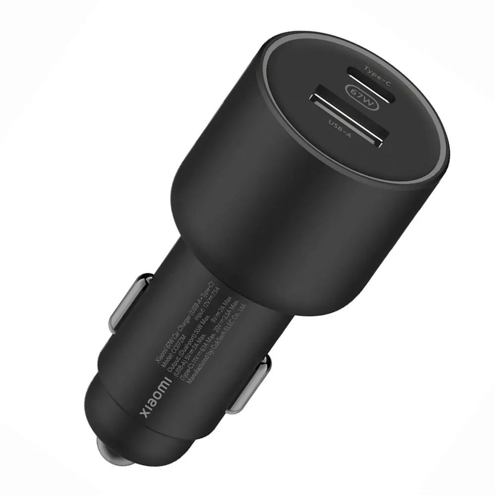 Imagem 1 de 5 do produto Carregador Rápido Turbo Xiaomi 67w Usb-a E Usb Tipo C - Preto