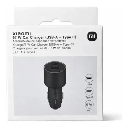 Imagem 5 de 5 do produto Carregador Rápido Turbo Xiaomi 67w Usb-a E Usb Tipo C - Preto